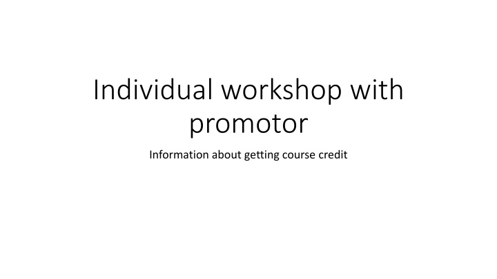 individual workshop with promotor n.w