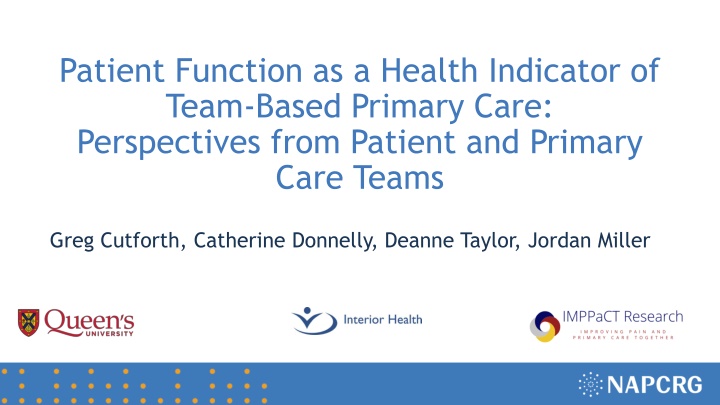 patient function as a health indicator of team n.w