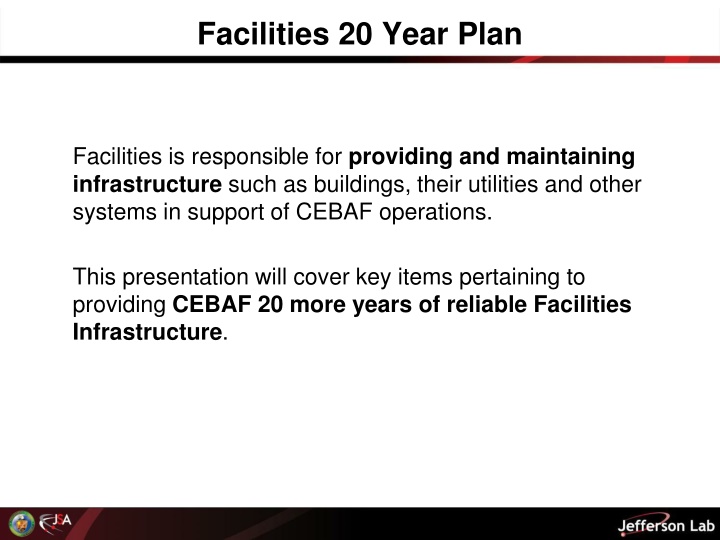 facilities 20 year plan n.w