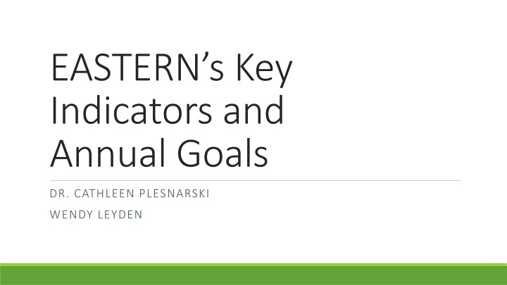 eastern s key indicators and annual goals n.w