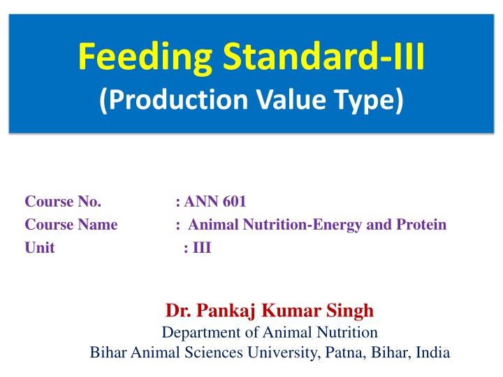 feeding standard iii production value type n.w