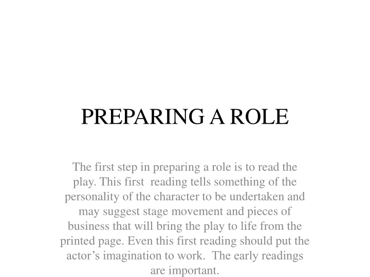 preparing a role n.w