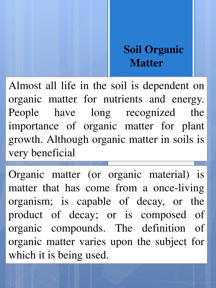 soil organic matter n.w