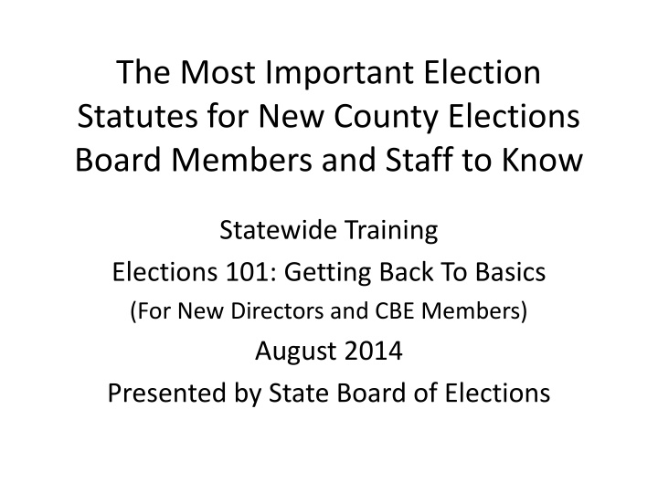 the most important election statutes n.w