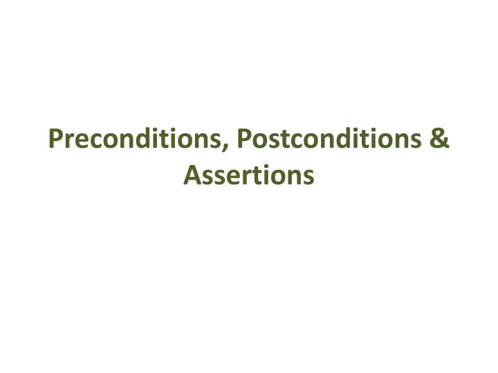 preconditions postconditions assertions n.w