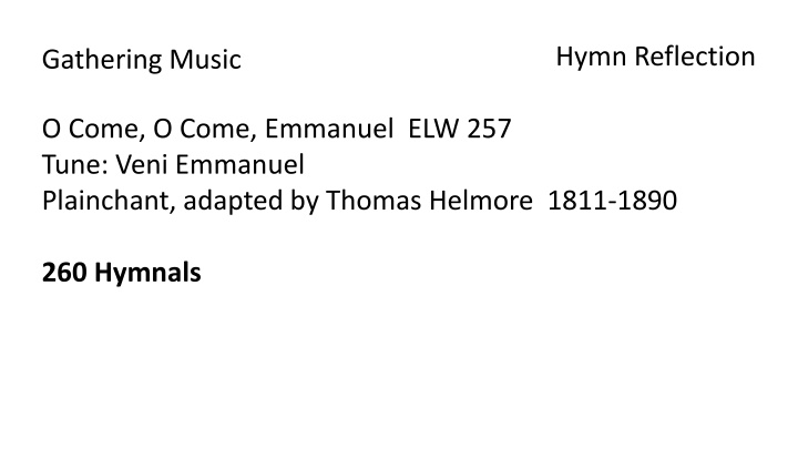 hymn reflection n.w