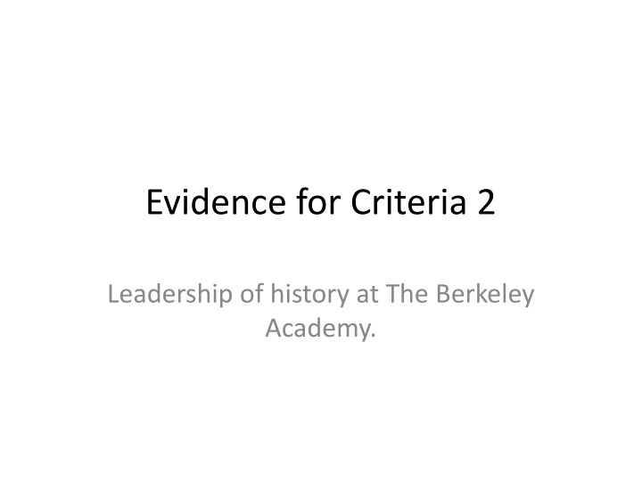 evidence for criteria 2 n.w