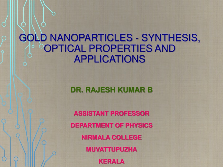 gold nanoparticles synthesis optical properties n.w