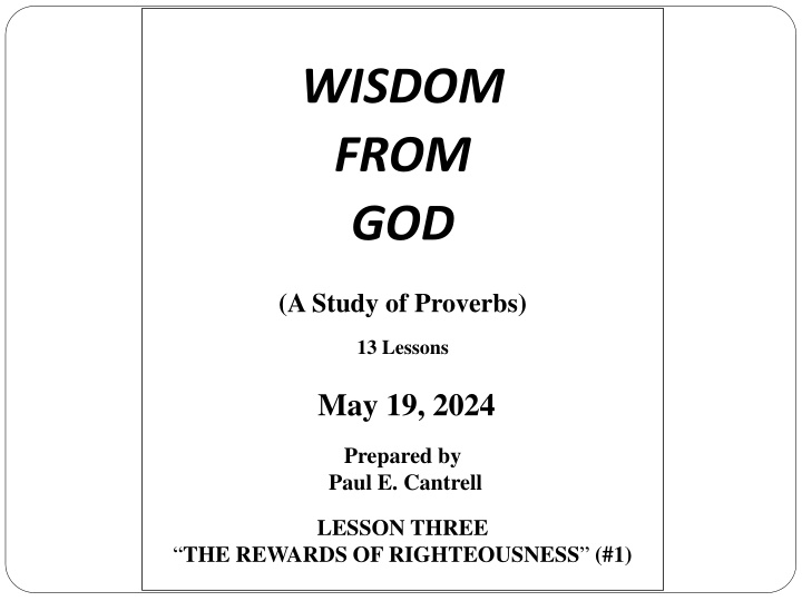 wisdom from god n.w