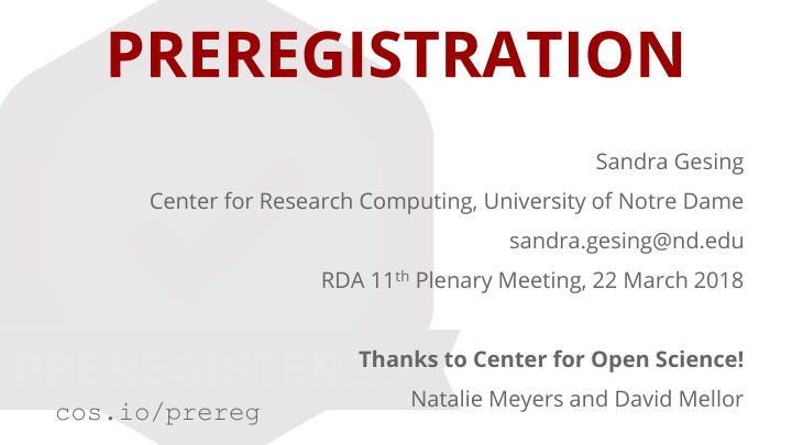 preregistration n.w
