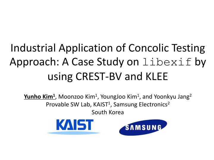 industrial application of concolic testing n.w