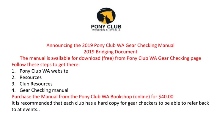 announcing the 2019 pony club wa gear checking n.w
