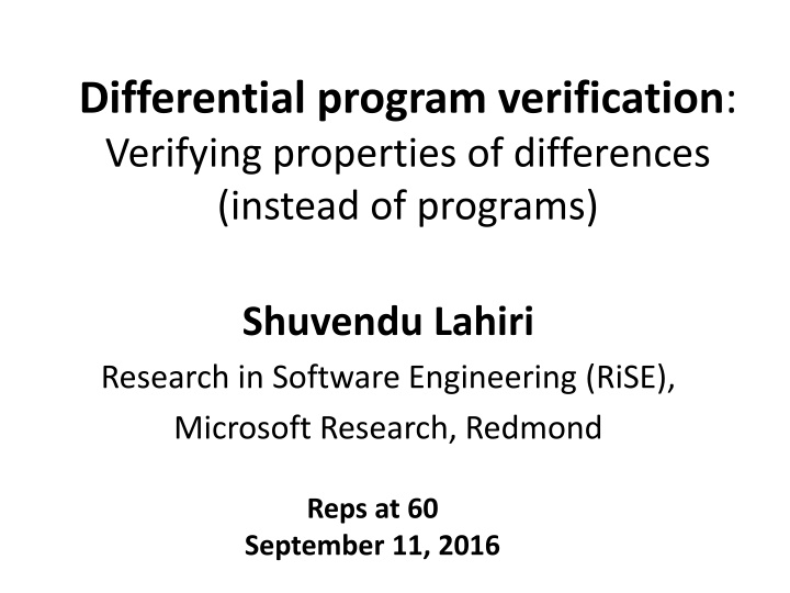 differential program verification verifying n.w