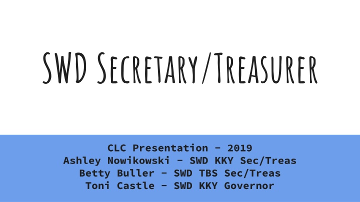 swd secretary treasurer n.w