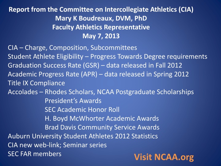 report from the committee on intercollegiate n.w