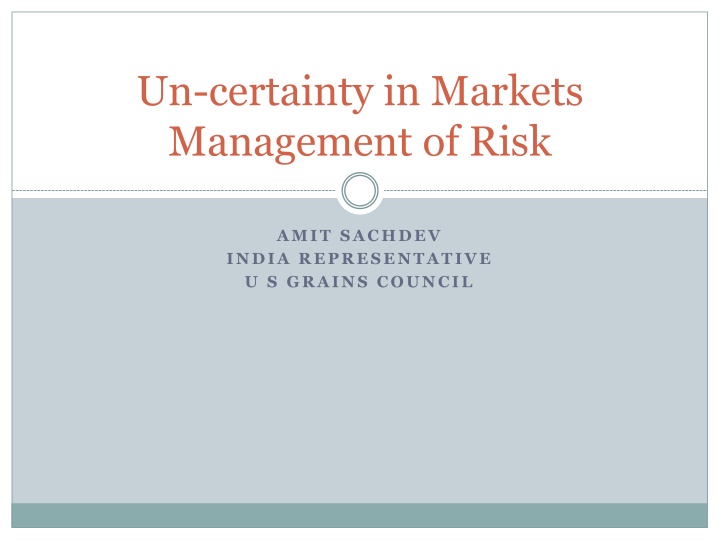 un certainty in markets management of risk n.w