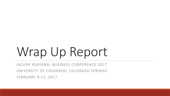 wrap up report n.w