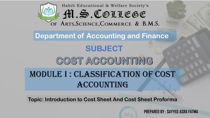 department of accounting and finance n.w