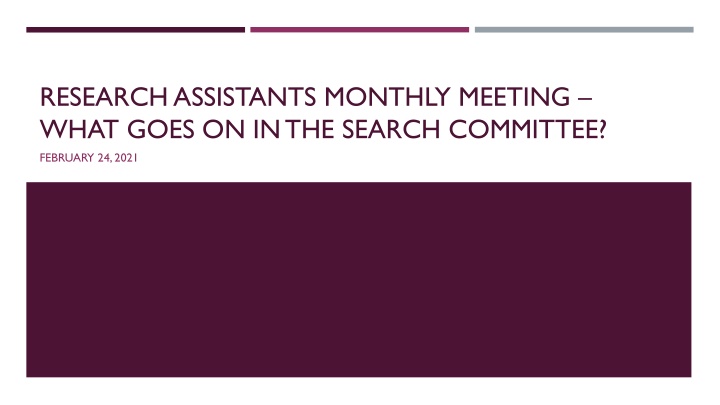 research assistants monthly meeting what goes n.w