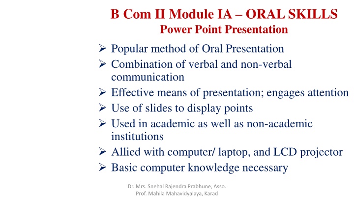b com ii module ia oral skills power point n.w
