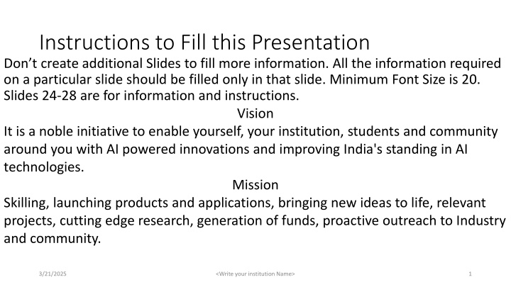 instructions to fill this presentation n.w