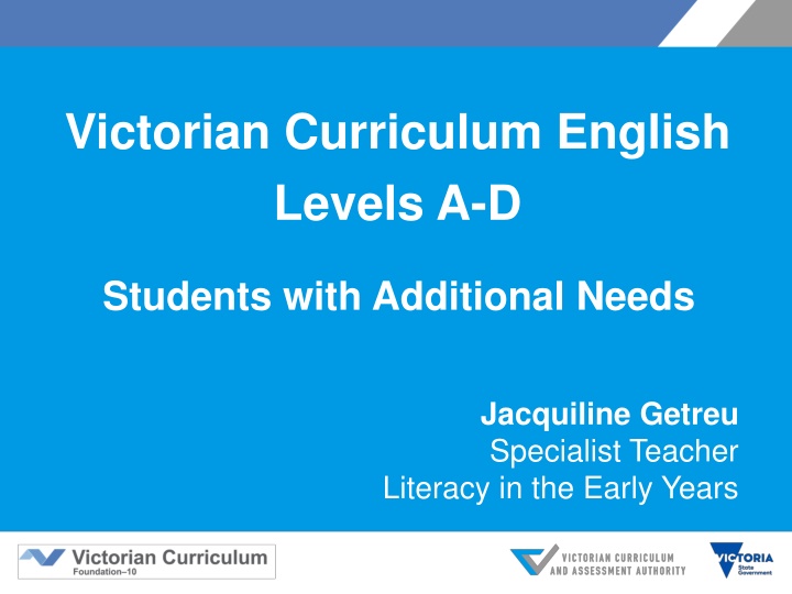 victorian curriculum english levels a d n.w