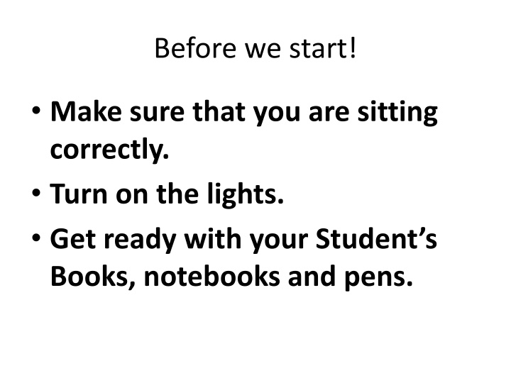 before we start n.w