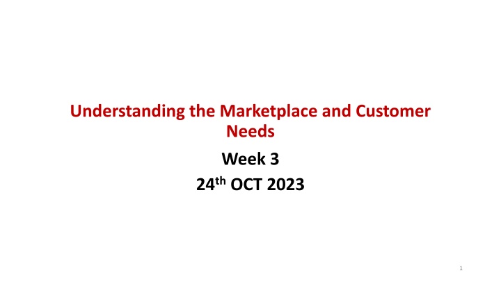 understanding the marketplace and customer needs n.w