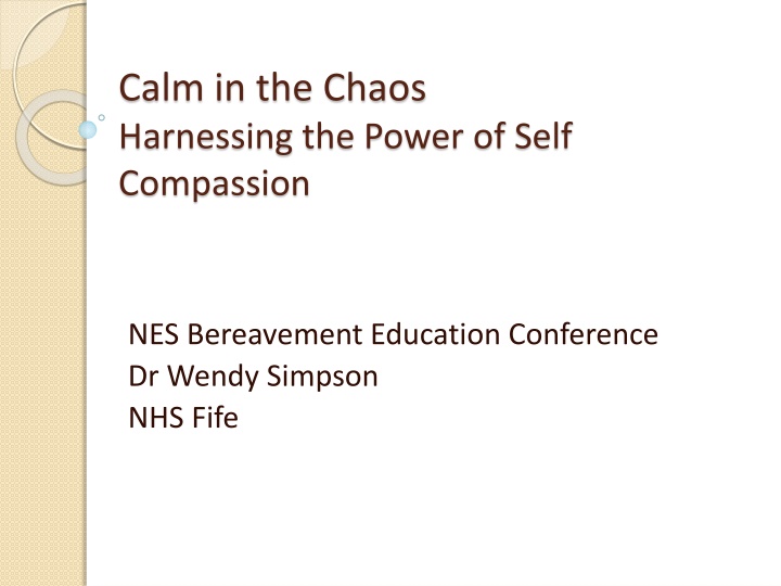 calm in the chaos harnessing the power of self n.w