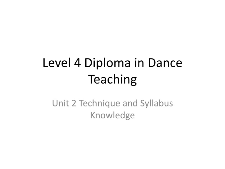 level 4 diploma in dance teaching n.w