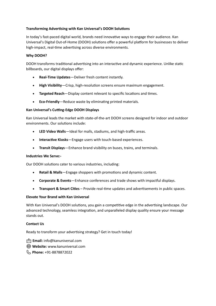 transforming advertising with kan universal n.w
