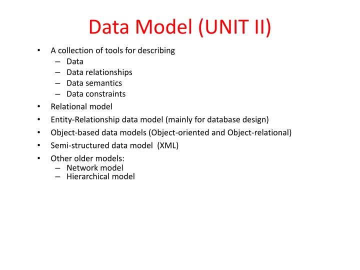 data model unit ii n.w