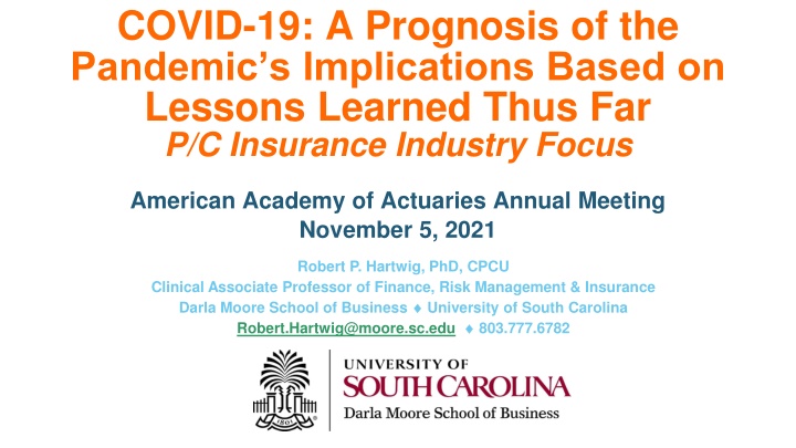 covid 19 a prognosis of the pandemic n.w