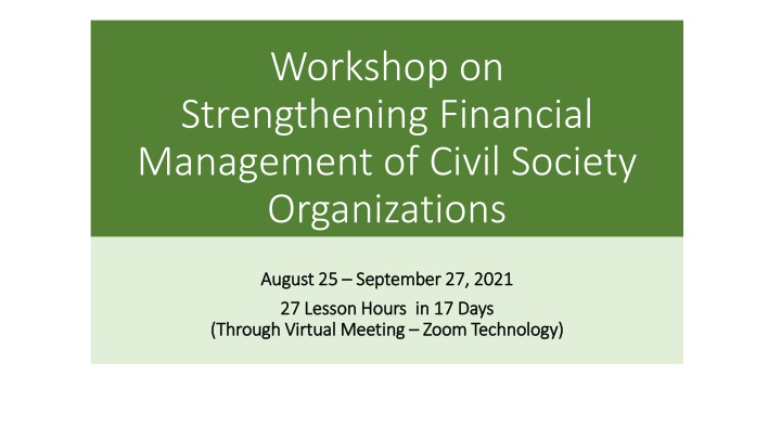 workshop on strengthening financial management n.w