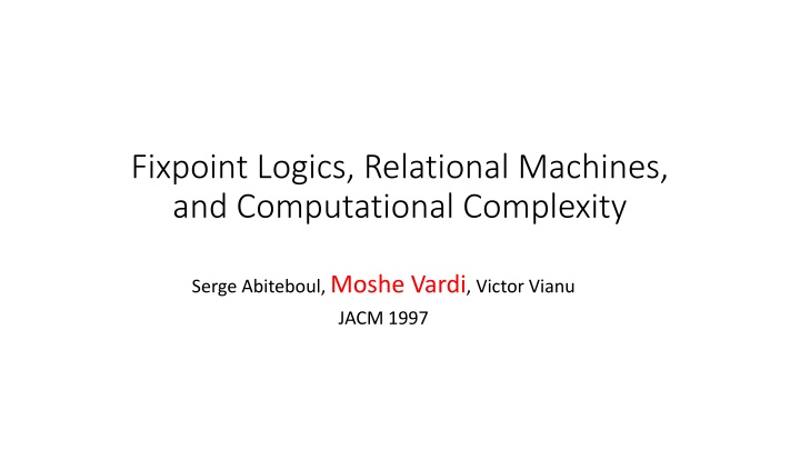 fixpoint logics relational machines n.w