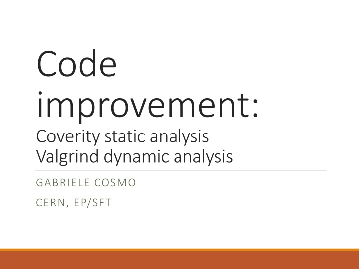 code improvement coveritystatic analysis n.w