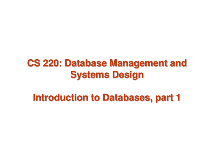 cs 220 database management and systems design n.w