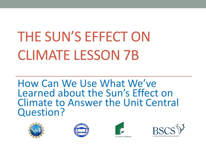 the sun s effect on climate lesson 7b n.w