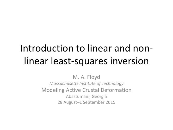 introduction to linear and non linear least n.w