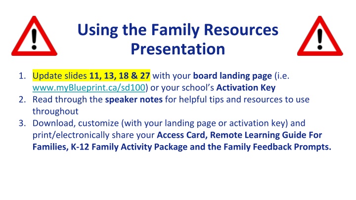 using the family resources presentation n.w