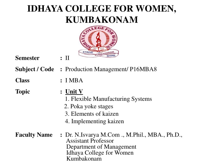 idhaya college for women kumbakonam n.w