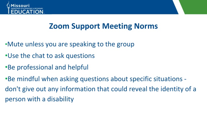 zoom support meeting norms n.w