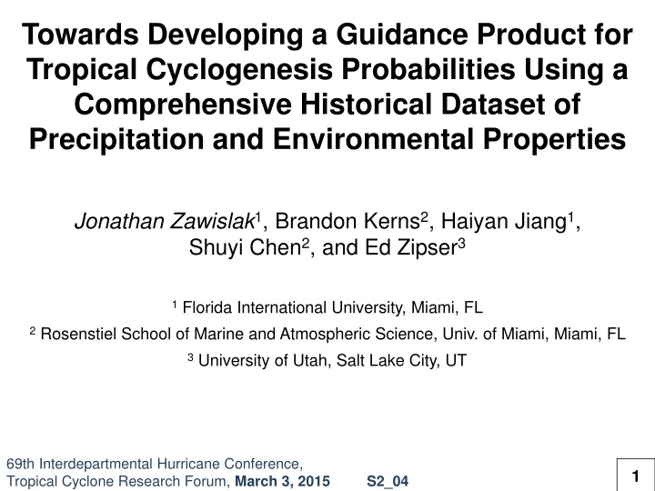 towards developing a guidance product n.w