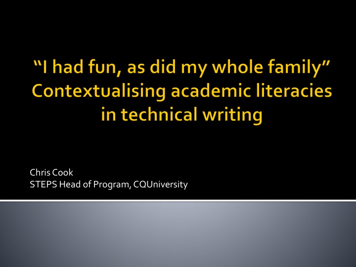 chris cook steps head of program cquniversity n.w