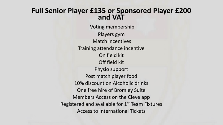 full senior player 135 or sponsored player n.w
