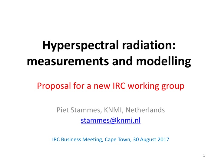 hyperspectral radiation measurements and modelling n.w