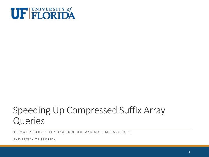 speeding up compressed suffix array queries n.w