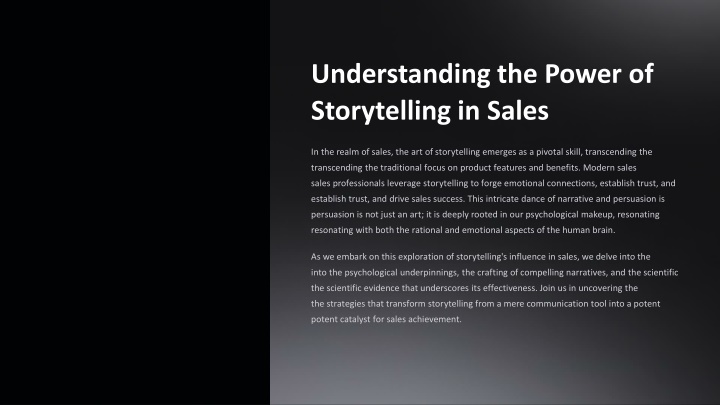 understanding the power of storytelling in sales n.w