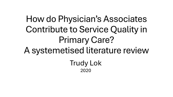 how do physician s associates contribute n.w
