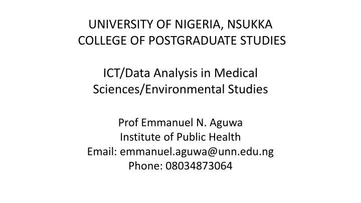 university of nigeria nsukka college n.w